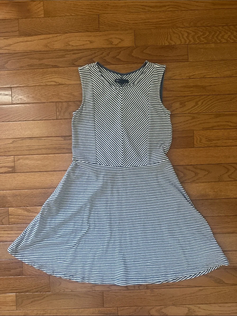 💙 GAP KIDS girls dress blue White Striped Sleeveless Dress large 10/12
